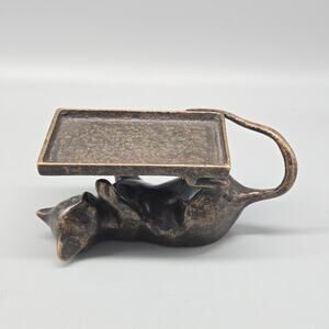 Cat Business Card Holder Metal San Pacific International SPI Cat Butler 2.5”X6”